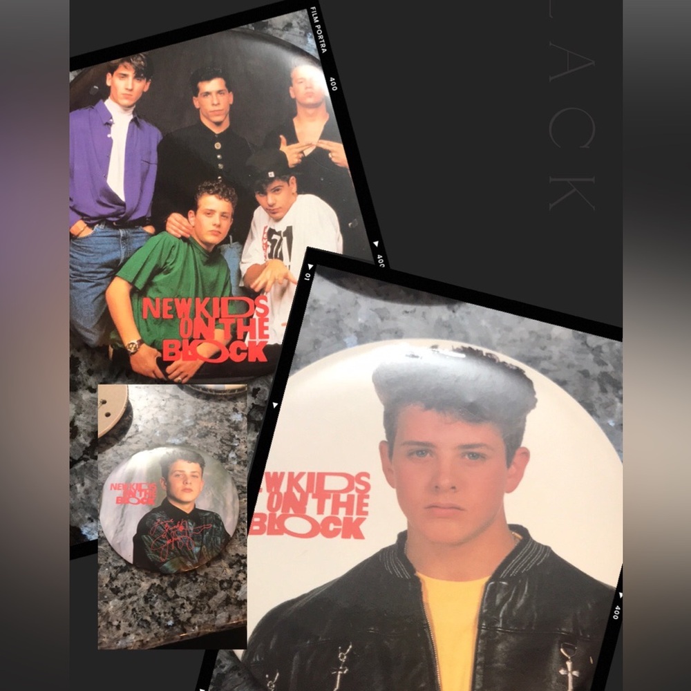 Blockheads fans! 1989 NKOTB badges new lids on the block lot of 3 large badges